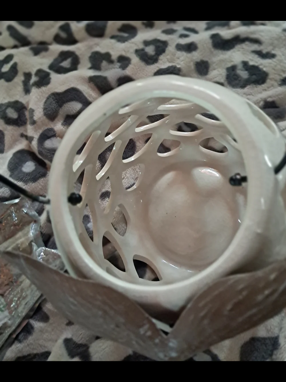 Ceramic Owl Lantern - Cream and Brown